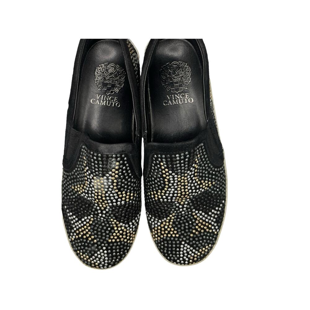 Vince Camuto Leather Sneakers with Black, Gold, and Silver Star Studs Size 7.